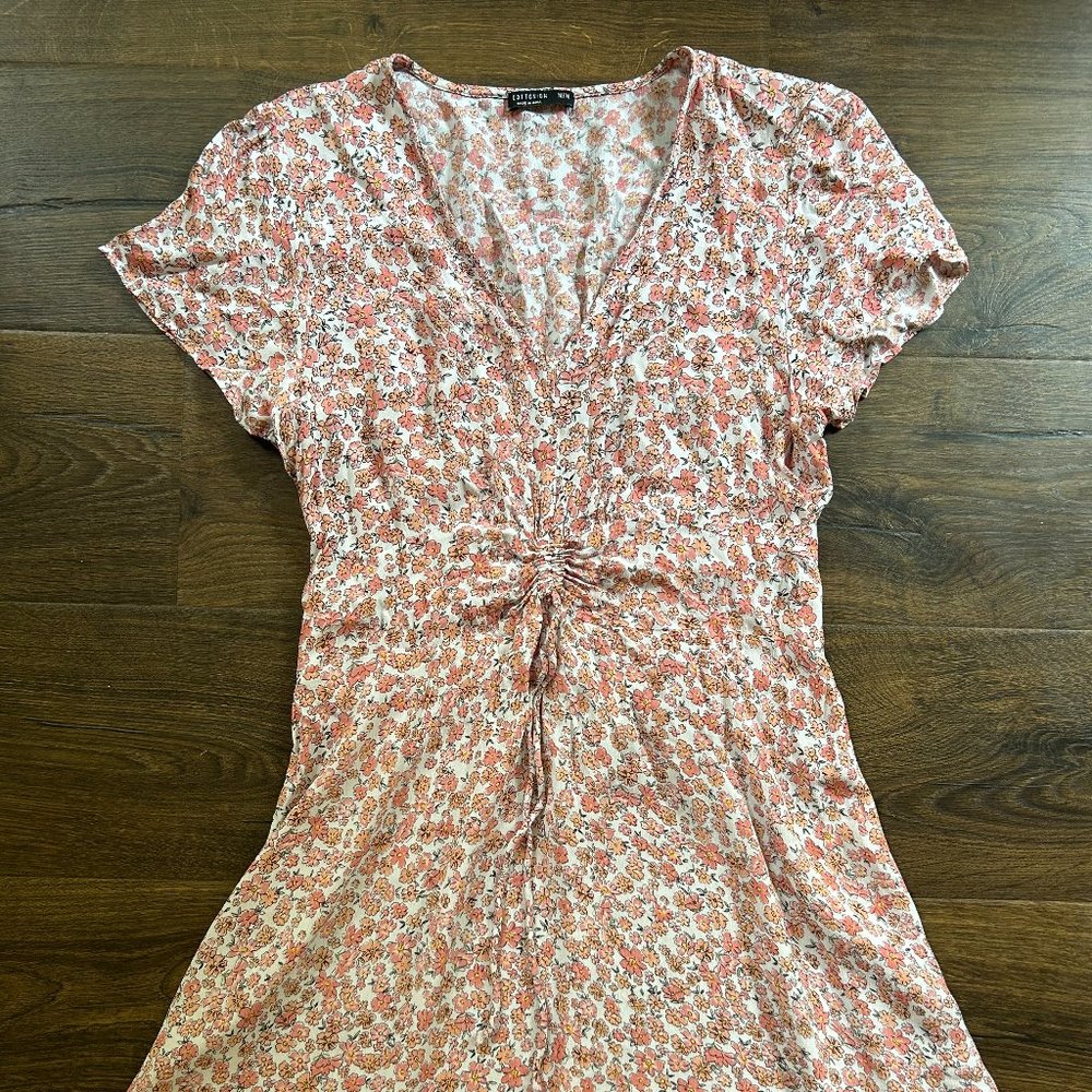 Short Sleeve Pink Floral Dress